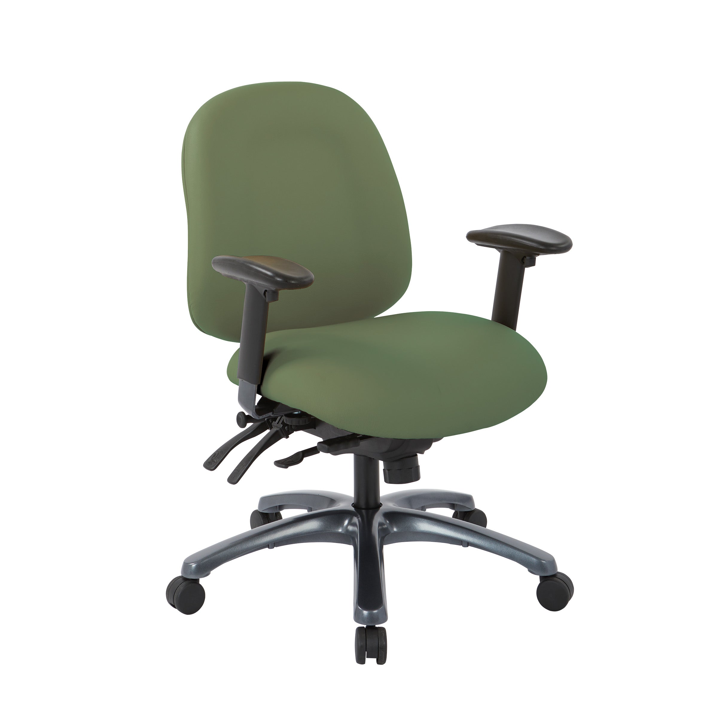 Multi-Function Mid Back Chair with Seat Slider and Titanium Finish Bas ...
