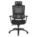 Vertical Black Mesh Back Chair with Shiny Black Base and Headrest