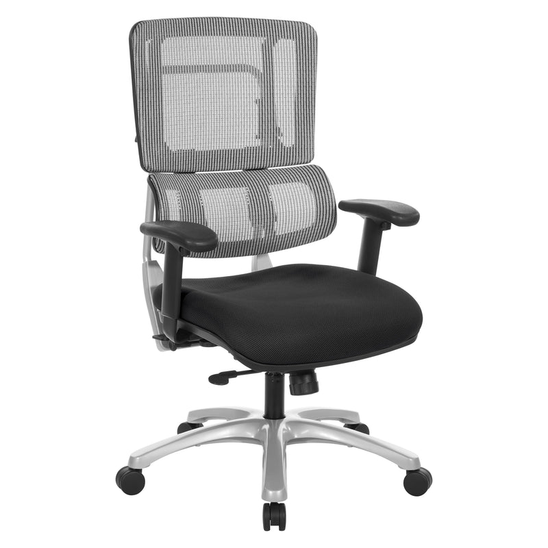 Vertical Grey Mesh Back Chair with Silver Base