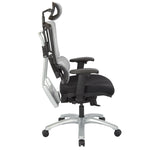 Vertical Grey Mesh Back Chair with Silver Base with headrest