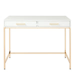 OSP Alios White Desk - Home Office Desk in White/Gold