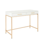 OSP Alios White Desk - Home Office Desk in White/Gold