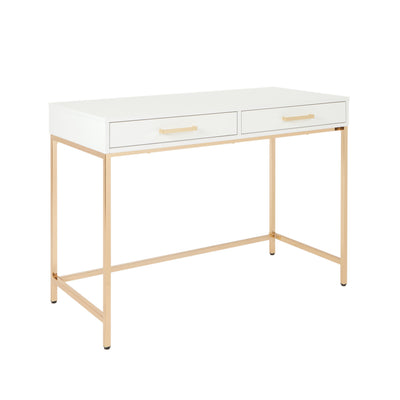OSP Alios White Desk - Home Office Desk in White/Gold