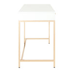 OSP Alios White Desk - Home Office Desk in White/Gold