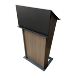 Podium with black metal and wood