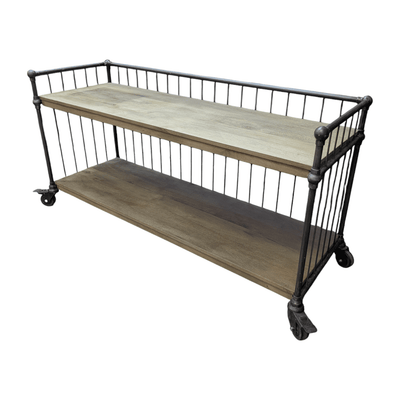 Mobile TV Cabinet, Metal Frame and Wood Shelves.