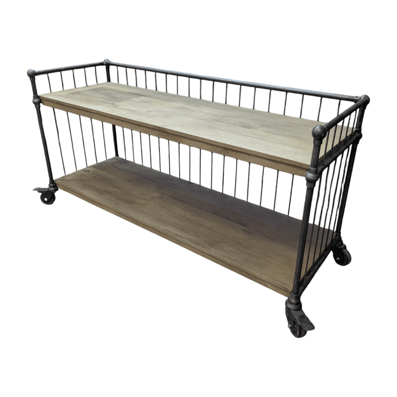 Mobile TV Cabinet, Metal Frame and Wood Shelves.