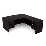 i5 Industries Reversible Bow Front L-Desk with Double Suspended Pedestals (71×78)