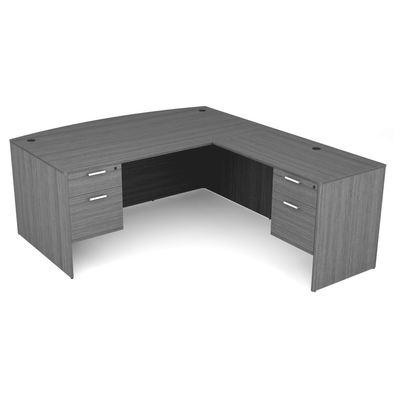 i5 Industries Reversible Bow Front L-Desk with Double Suspended Pedestals (71×78)