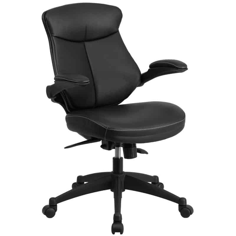 Flash Furniture Kale Mid-Back Swivel Office Chair with Adjustable Foot Ring, Lumbar Support, and Seat Height, Ergonomic Mesh Executive Chair, Black