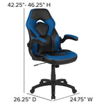 Optis Black Gaming Desk and Blue and Black Racing Chair Set with Cup Holder, Headphone Hook & 2 Wire Management Holes