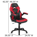Optis Black Gaming Desk and Red/Black Racing Chair Set with Cup Holder, Headphone Hook & 2 Wire Management Holes