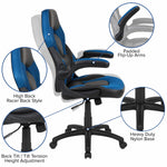 Optis Gaming Desk and Blue/Black Racing Chair Set /Cup Holder/Headphone Hook/Removable Mouse Pad Top - 2 Wire Management Holes