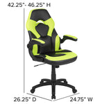 Optis Gaming Desk and Green/Black Racing Chair Set /Cup Holder/Headphone Hook/Removable Mouse Pad Top - 2 Wire Management Holes