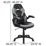 Optis Gaming Desk and Gray/Black Racing Chair Set /Cup Holder/Headphone Hook/Removable Mouse Pad Top - 2 Wire Management Holes