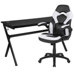 Optis Gaming Desk and White/Black Racing Chair Set - Ultimate Gaming Workstation
