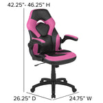 Optis Red Gaming Desk and Pink/Black Racing Chair Set with Cup Holder and Headphone Hook