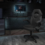 Optis Black Gaming Desk and Black Racing Chair Set with Cup Holder, Headphone Hook, and Monitor/Smartphone Stand
