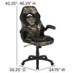 Optis Black Gaming Desk and Camouflage/Black Racing Chair Set with Cup Holder, Headphone Hook, and Monitor/Smartphone Stand