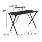 Optis Black Gaming Desk and Camouflage/Black Racing Chair Set with Cup Holder, Headphone Hook, and Monitor/Smartphone Stand