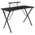 Optis Black Gaming Desk & Green/Black Racing Chair Set – Complete Gaming Station with Monitor Stand & Accessories