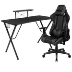 Optis Black Gaming Desk and Gray Reclining Gaming Chair Set | Complete Gaming Station