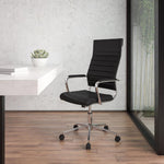 Executive Chair Flash Furniture Hansel BT-20595H-1-BK-GG | Black LeatherSoft with Ribbed Design