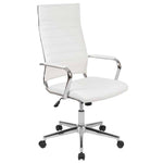 Executive Chair Flash Furniture Hansel BT-20595H-1-WH-GG | White LeatherSoft with Ribbed Design