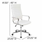Executive Chair Flash Furniture Hansel BT-20595H-1-WH-GG | White LeatherSoft with Ribbed Design