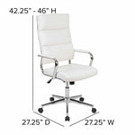 Executive Chair Flash Furniture Hansel BT-20595H-2-WH-GG | White LeatherSoft with Panel Stitching