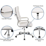 Executive Chair Flash Furniture Hansel BT-20595H-2-WH-GG | White LeatherSoft with Panel Stitching