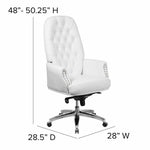 Executive Chair Flash Furniture Hansel BT-90269H-WH-GG | White LeatherSoft with Button Tufted Design