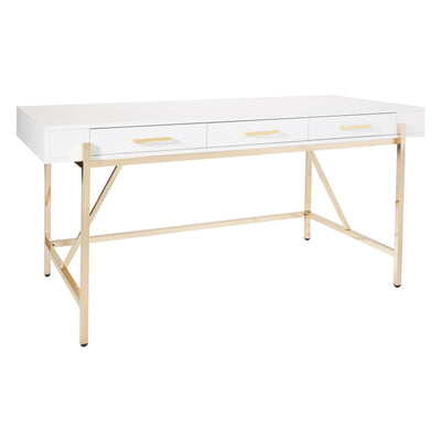 OSP Broadway Desk - Home Office Desk in White/Gold