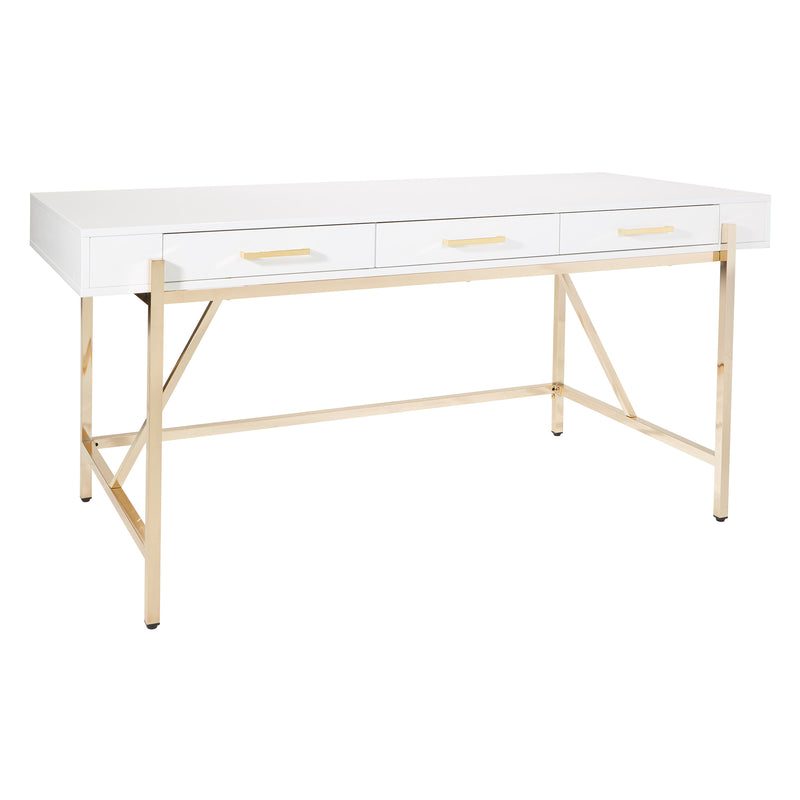 OSP Broadway Desk - Home Office Desk in White/Gold