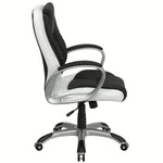 Mid-Back Black and White LeatherSoft Executive Swivel Office Chair with Arms
