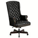 Turner High Back Traditional Fully Tufted Black LeatherSoft Executive Swivel Ergonomic Office Chair with Arms