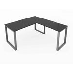 Fusion L-Shaped Metal Leg Desk with Grommets, 60″ x 78″