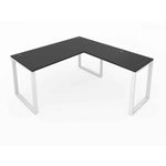 Fusion L-Shaped Metal Leg Desk with Grommets, 66″ x 72″