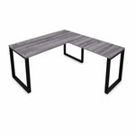 Fusion L-Shaped Metal Leg Desk with Grommets, 60" x 78"