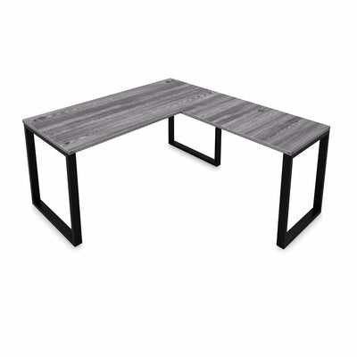 Fusion L-Shaped Metal Leg Desk with Grommets, 60" x 78"
