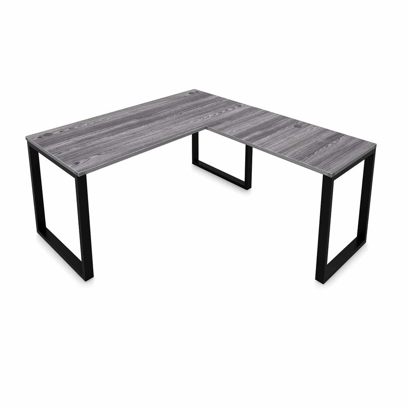 Fusion L-Shaped Metal Leg Desk with Grommets, 60" x 78"