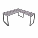 Fusion L-Shaped Metal Leg Desk with Grommets, 60" x 78" - Silver Base