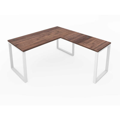 Fusion L-Shaped Metal Leg Desk with Grommets, 72″ x 84″