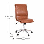 Madigan Mid-Back Armless Swivel Task Office Chair with LeatherSoft and Adjustable Chrome Base, Cognac