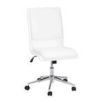Madigan Mid-Back Armless Swivel Task Office Chair with LeatherSoft and Adjustable Chrome Base, White