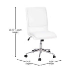 Madigan Mid-Back Armless Swivel Task Office Chair with LeatherSoft and Adjustable Chrome Base, White