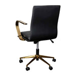 James Mid-Back Designer Executive LeatherSoft Office Chair with Brushed Gold Base and Arms, Black