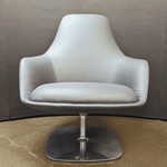 Used Grey Leather Swivel Lounge Chair
