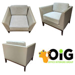 Bernhardt Club Chair 240417 | Pre-Owned Leather and Fabric Lounge Chair with Tan Leather Accents