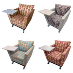 Arcadia Tablet Arm Chair with Casters – Multicolor Pattern
